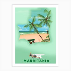 Mauritania Travel map Art Print