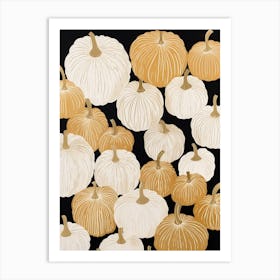 Black White And Gold Pumpkins 5 Art Print