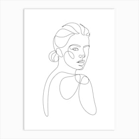 Continuous Line Portrait Of A Woman 1 Art Print