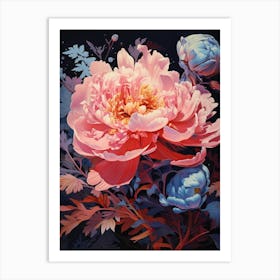Surreal Florals Peony 3 Flower Painting Art Print