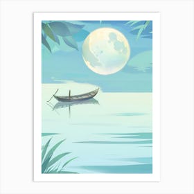 Boat In The Moonlight 1 Art Print