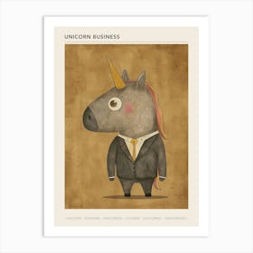 Unicorn In A Suit & Tie Mustard Muted Pastels 2 Poster Art Print
