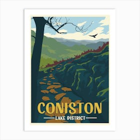 Coniston Travel Poster Lake District Art Print