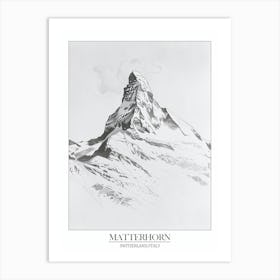 Matterhorn Switzerland Italy Line Drawing 1 Poster 2 Art Print