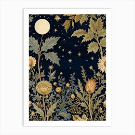 Moon And Flowers Style William Morris 35 Art Print