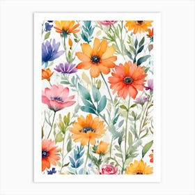 Watercolor Flowers 9 Art Print