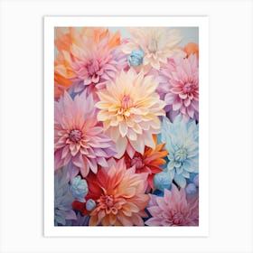 Pastel Dahlia Pedals Painting 1 Art Print