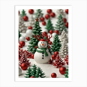 Christmas Snowman Art Print