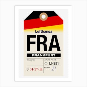 Frankfurt (FRA) Germany Vintage Airline Luggage Tag Art Print