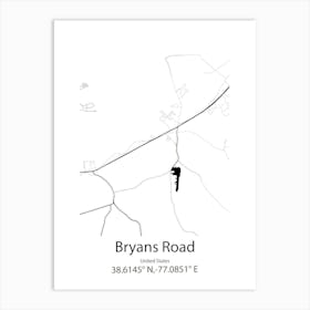 Bryans Road,United States Minimalist Map Art Print