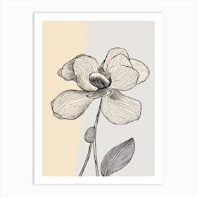 Line Art Orchids Flowers Illustration Neutral 18 Art Print