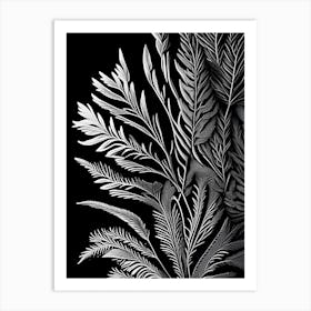 Pine Needle Leaf Linocut 1 Art Print