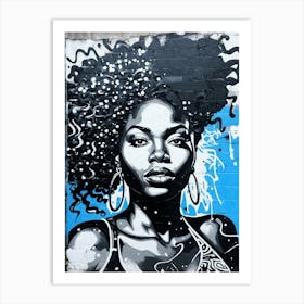 Graffiti Mural Of Beautiful Black Woman 210 Art Print