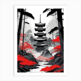 Mystical Japanese Temple Forest Art Print