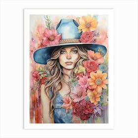 Cowgirl Watercolour Flower 1 Art Print