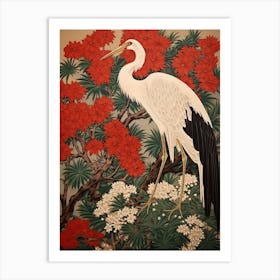 Black And Red Cranes 7 Vintage Japanese Botanical Art Print