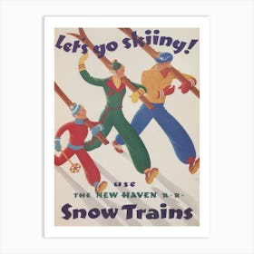 Let's Go Skiing Vintage Ski Poster Art Print