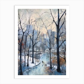 Winter City Park Painting Central Park New York City 3 Art Print