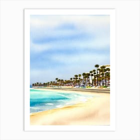 Coronado Beach 3, San Diego, California Watercolour Art Print