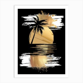 Sunset With Palm Tree Art Print