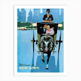 New York, Romantic Ride on Horse Chariot Art Print