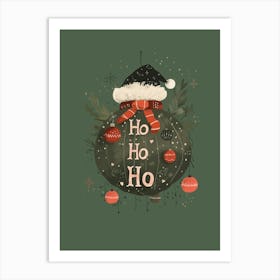 Festive Ho Ho Ho Bauble Green Art Print