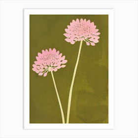 Pink & Green Scabiosa 2 Art Print