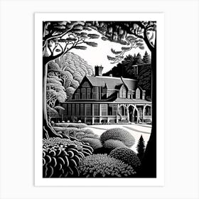 Oglebay Resort & Conference Center, 1, Usa Linocut Black And White Vintage Art Print