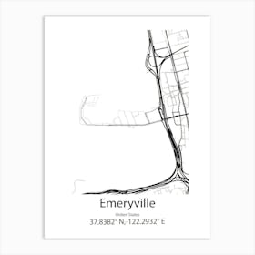 Emeryville,United States Minimalist Map Art Print