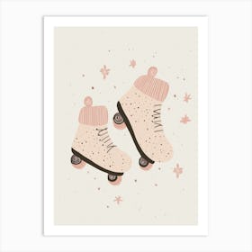 Pink Roller Skates, Nursery Wall Art for Kids Art Print