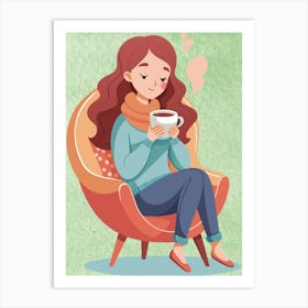 Girl With Cup Of Coffee 1 Art Print