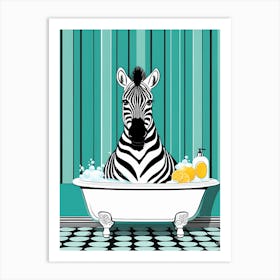 Zebra In A Bath Tub Flat Art Solid Back Ground Hand Drawn 649431623 Art Print