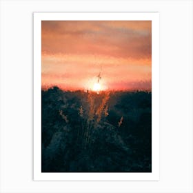 Wheat Stalk, Sunset, Field, Oil Painting Art Print