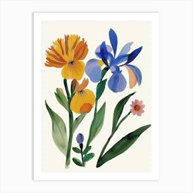 Painted Florals Iris 1 Art Print