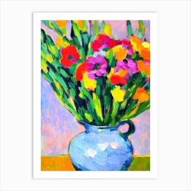 Flax Floral Abstract Block Colour 1 Flower Art Print