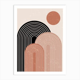 Abstract Geometric Arches Curved Lines Circle Art Print