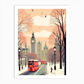 Vintage Winter Travel Illustration London United Kingdom 2 Art Print