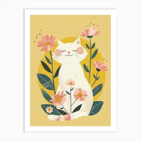 Cat With Flowers 9 Art Print