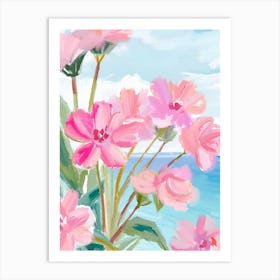 pink flower oil painting Art Print