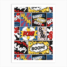 Modern Comic Book Superhero Pop Art Lichtenstein Cartoon Pow Boom Bam Art Print