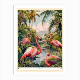 Greater Flamingo Italy Tropical Illustration 5 Poster Art Print