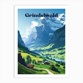 Grindelwald Switzerland Village Travel Art Affiche