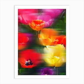 Vibrant Moving Flowers - Abstract Blurred Movement Photography Poster