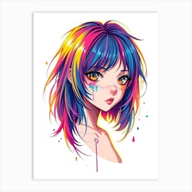 Girl With Colorful Hair Poster