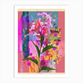 Gypsophila 1 Neon Flower Collage Art Print