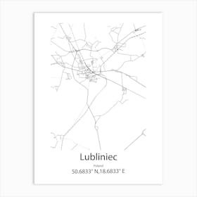 Lubliniec,Poland Minimalist Map Art Print