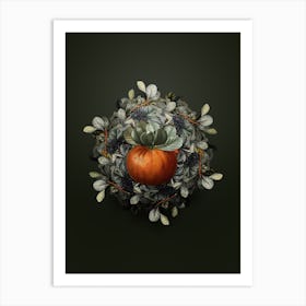 Vintage Bigarade Orange Fruit Wreath on Olive Green n.0457 Art Print