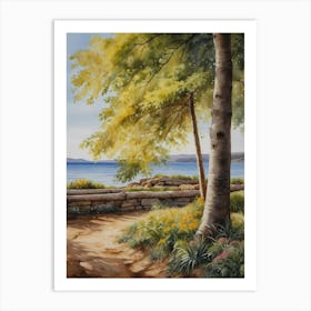 Birch Trees By The Lake Art Print