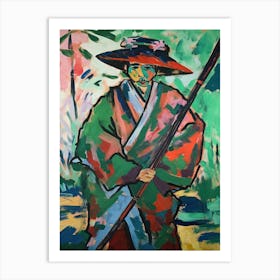 Samurai In Fauvist Matisse Japanese Style  9 Art Print