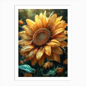 Sunflower In The Rain Art Print